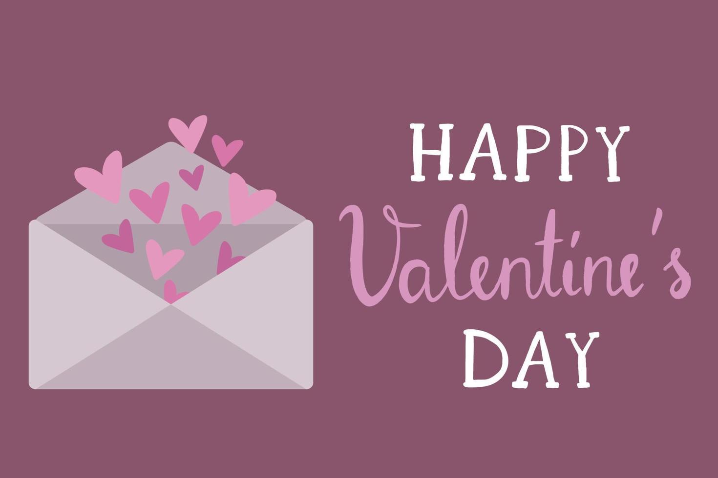 St. Valentine's day greeting card. Cute envelope with flying hearts. vector