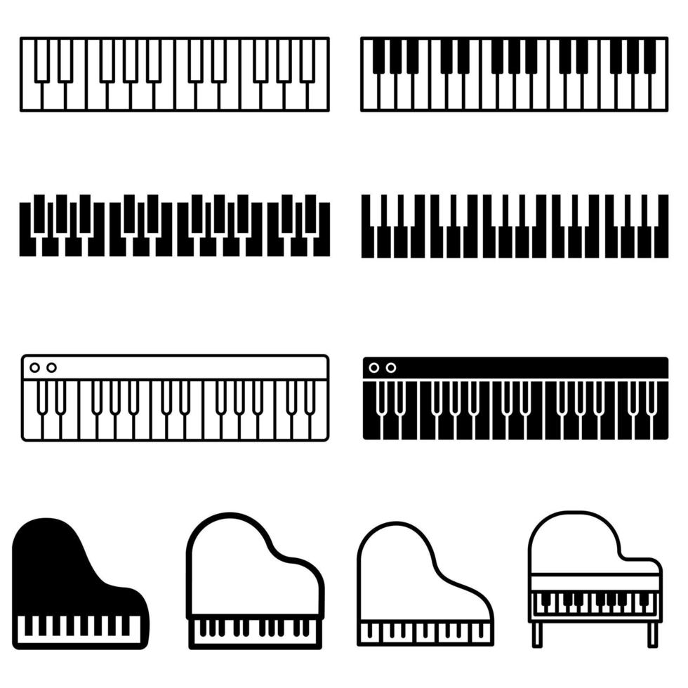 vector de icono de piano. signo de ilustración musical. símbolo o logotipo de octava.