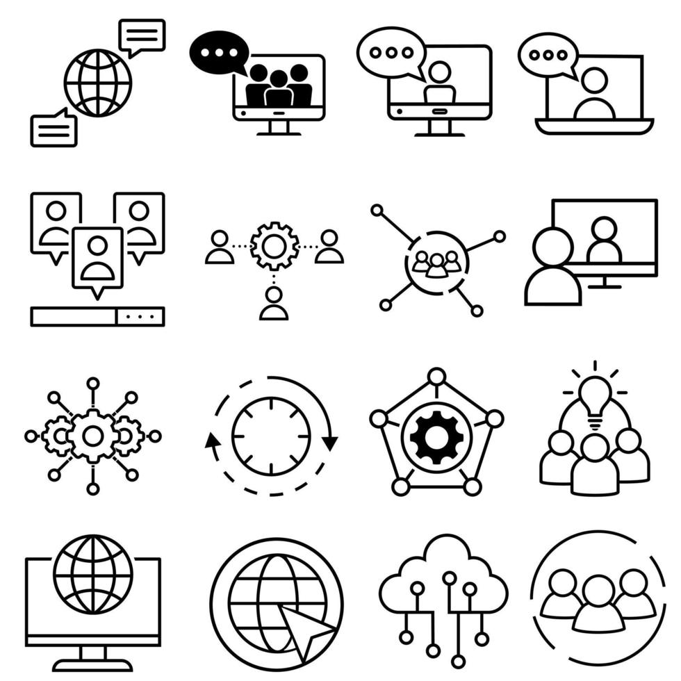 Communication icon vector set. Conversation illustration sign collection. Forum symbol.