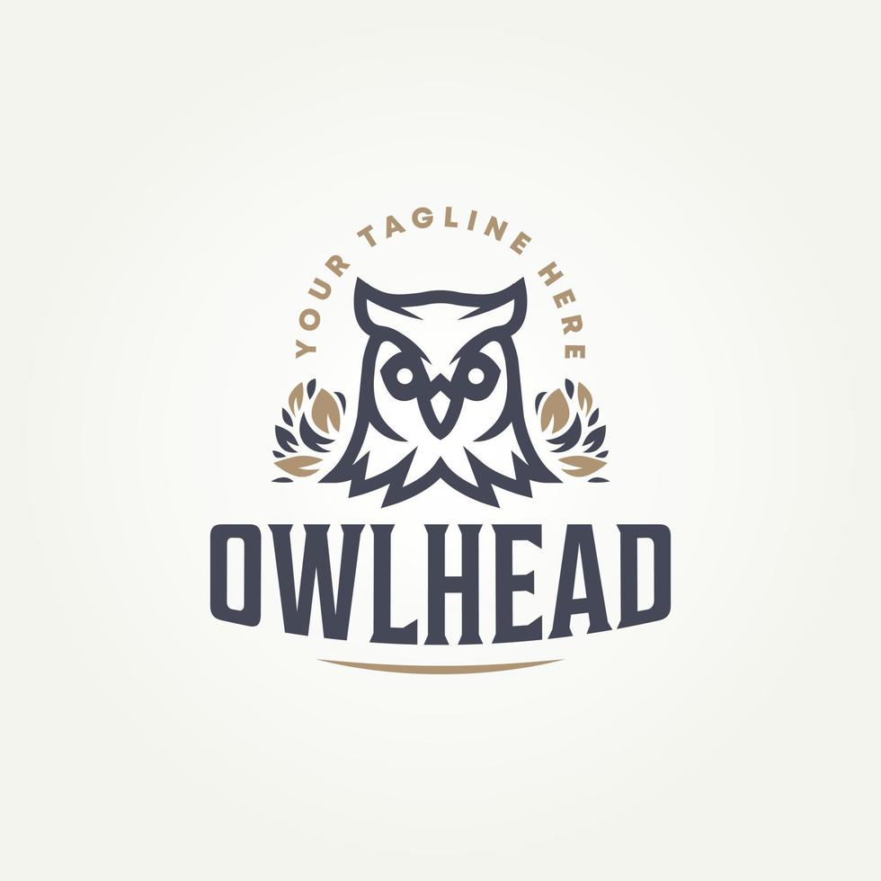 minimalist owl bird head line art logo template vector illustration design