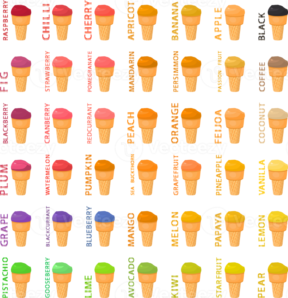 Various sweet tasty natural ice cream png