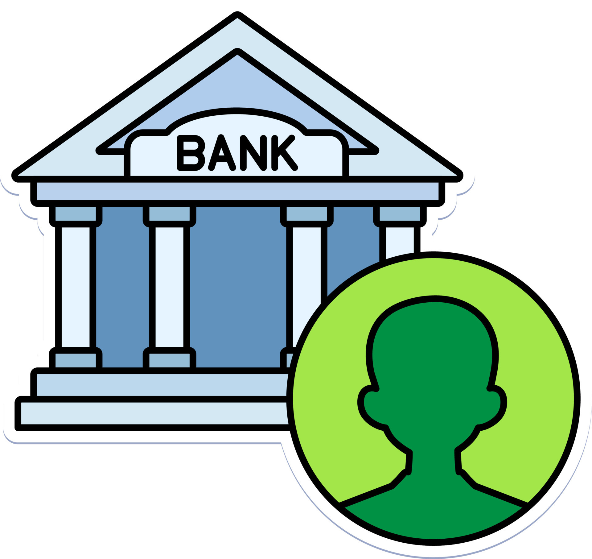 Bank Account person money cash finance business trade Colored Outline