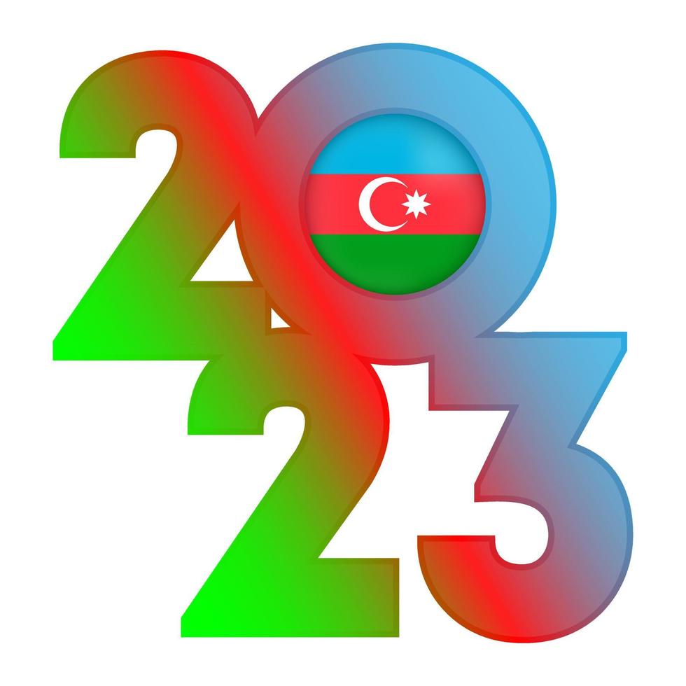 feliz año nuevo 2023 banner con bandera de azerbaiyán dentro. ilustración vectorial vector