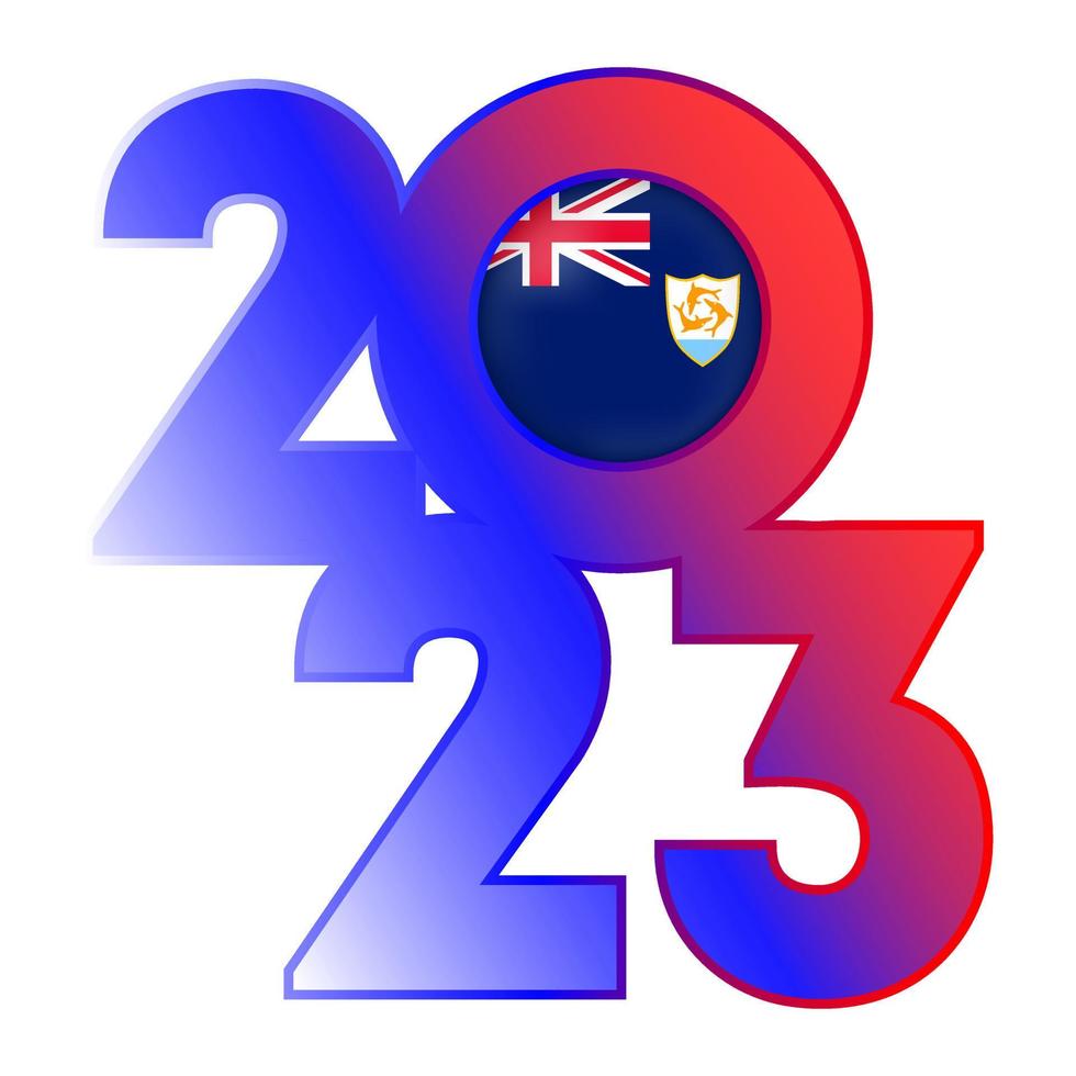 Happy New Year 2023 banner with Anguilla flag inside. Vector illustration.
