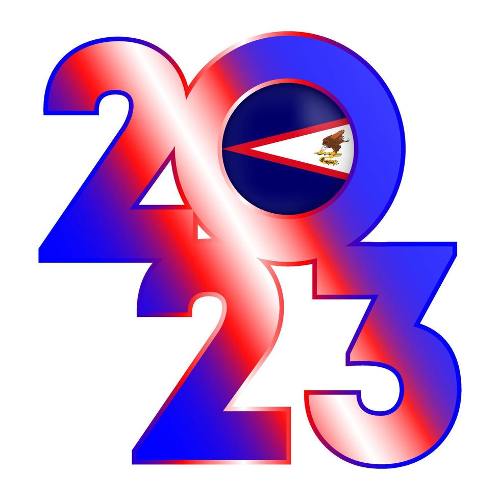 Happy New Year 2023 banner with American Samoa flag inside. Vector illustration.