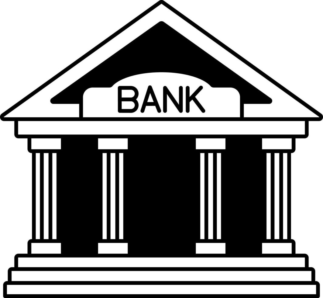 Bank investment saving banker building finance Business trade Semi-Solid Black and White vector