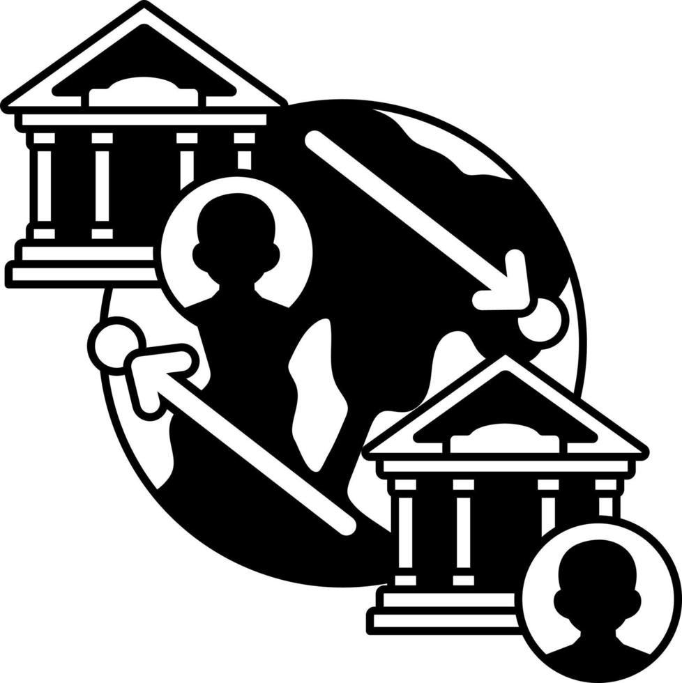 International transfer payment finance bank business money digital Semi-Solid Black and White vector