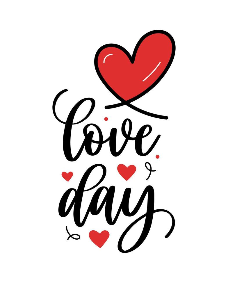 hand lettering día de san valentín amor corazón tipografía citas caligrafía día de san valentín tarjeta de felicitación fondo vector