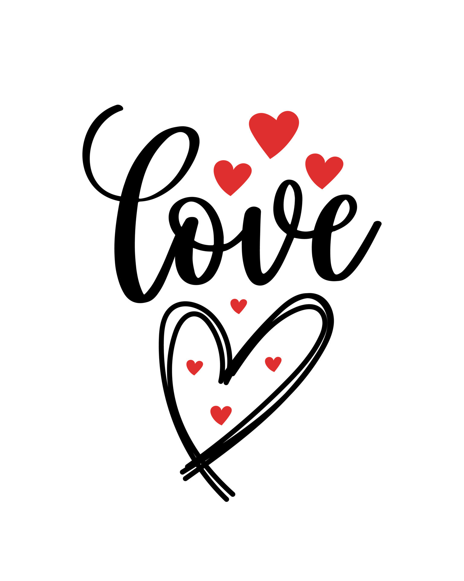 Hand lettering valentines day love heart typography quotes calligraphy