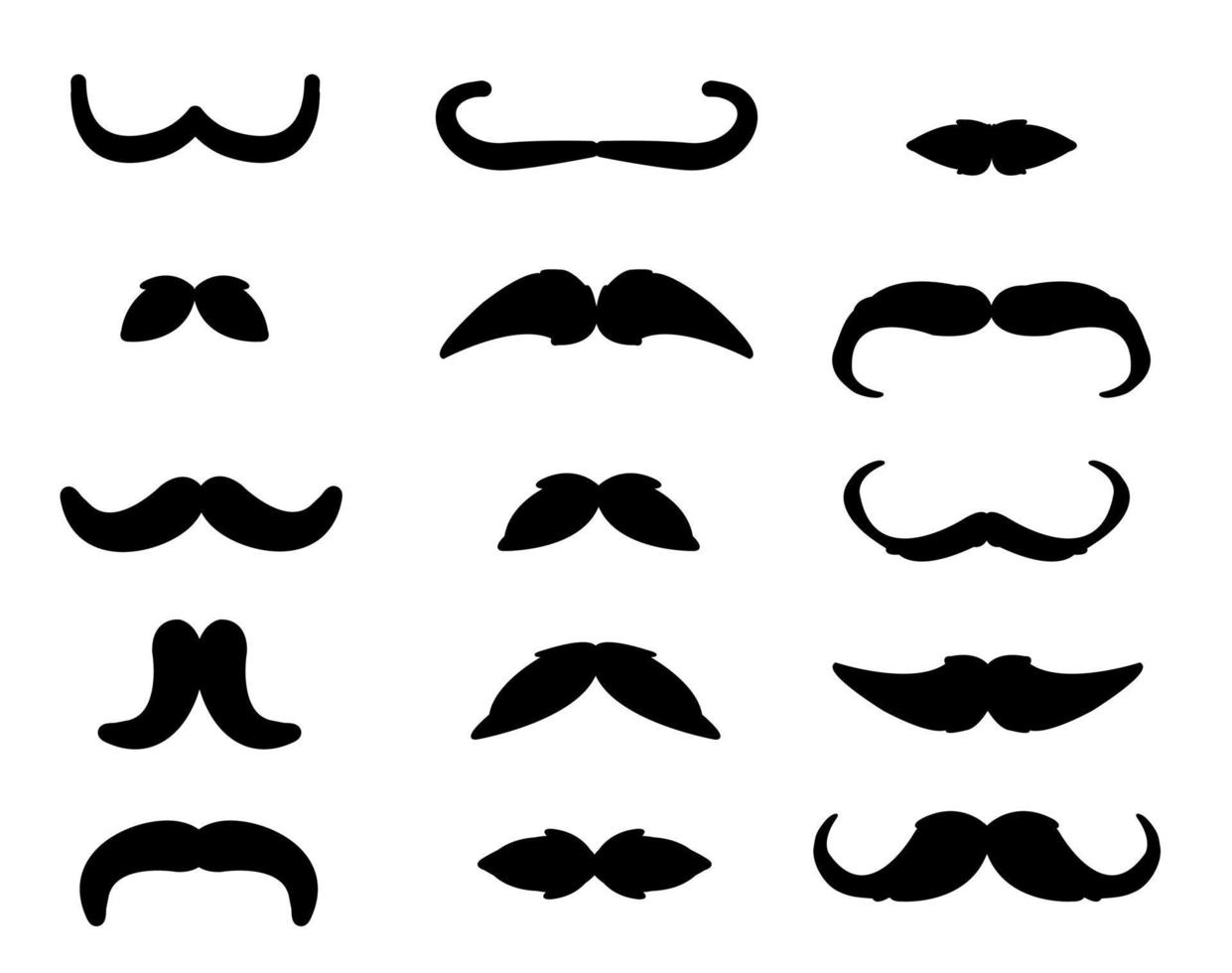 Black and white vector illustration of moustache set