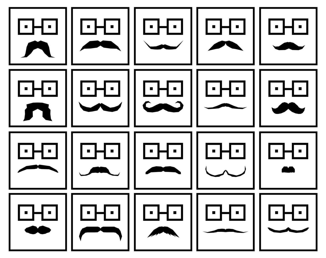 ilustración vectorial en blanco y negro del conjunto de bigotes vector