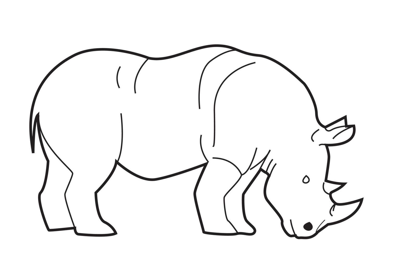 Black and white vector illustration of rhino