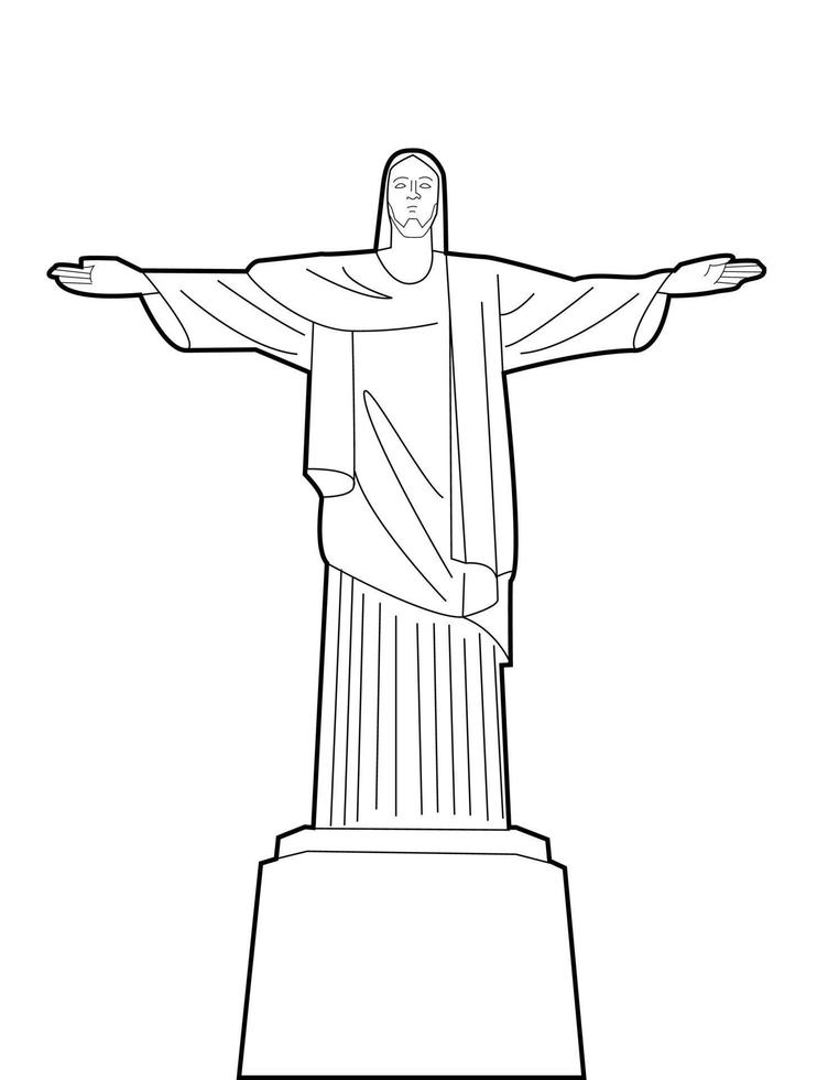 Vector Illustration of Christ the Reedemer Rio de Janeiro, Brazil