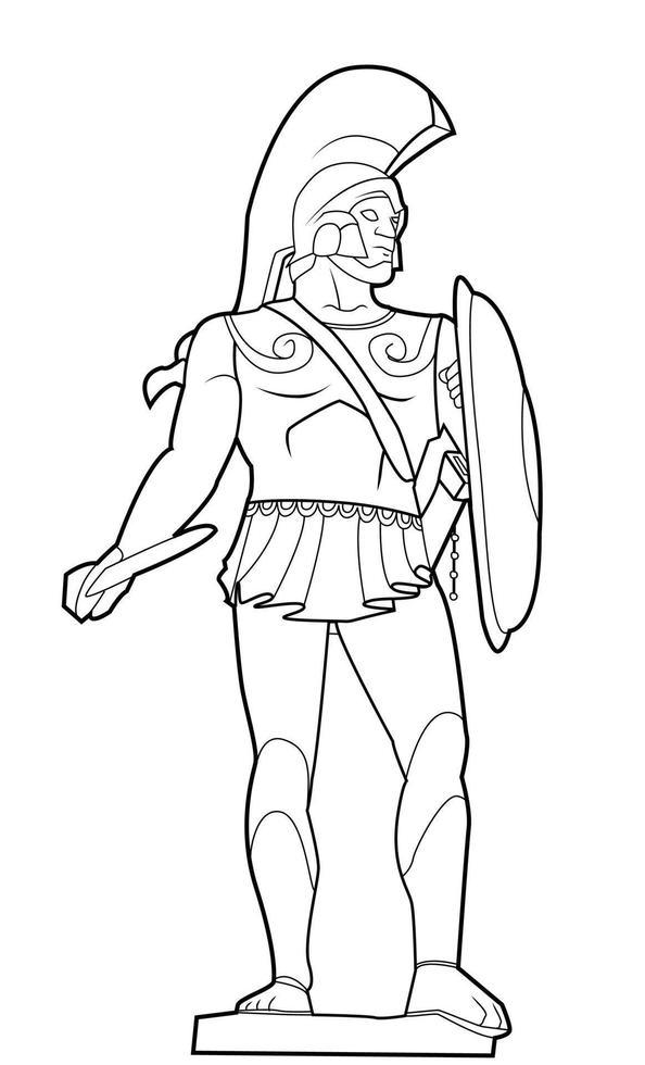 Black and white vector illustration of spartan