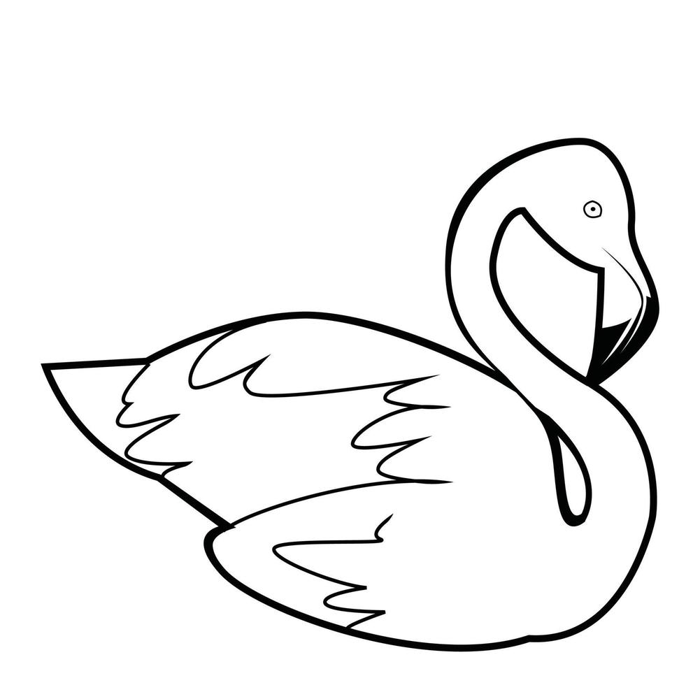 Black and white vector illustration of flamingo