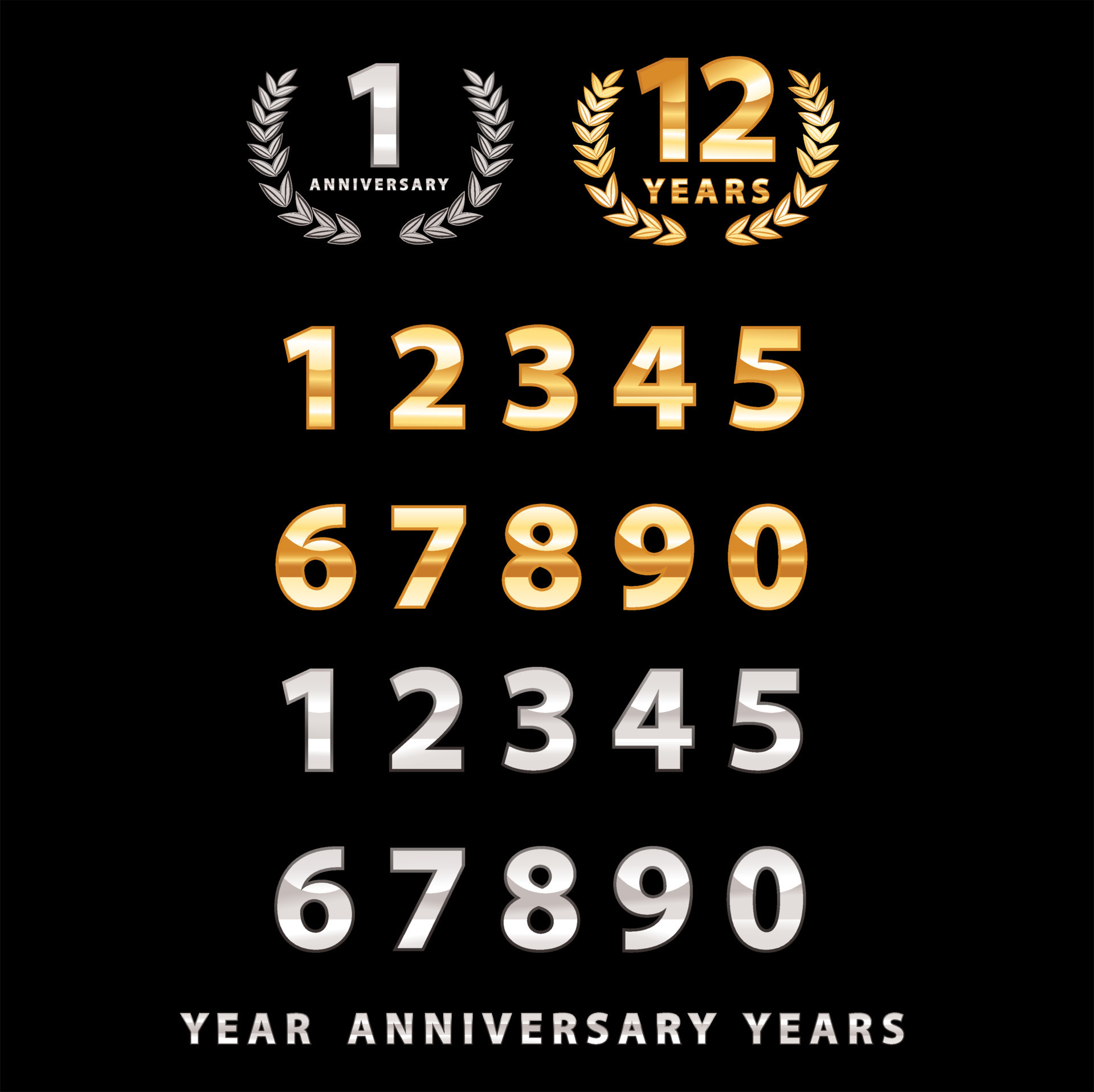 Wreaths number set 18968942 Vector Art at Vecteezy