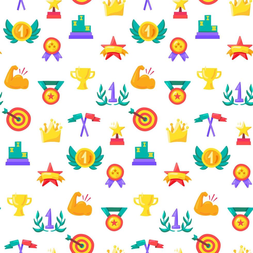 Winner color awards and sport seamless vector pattern