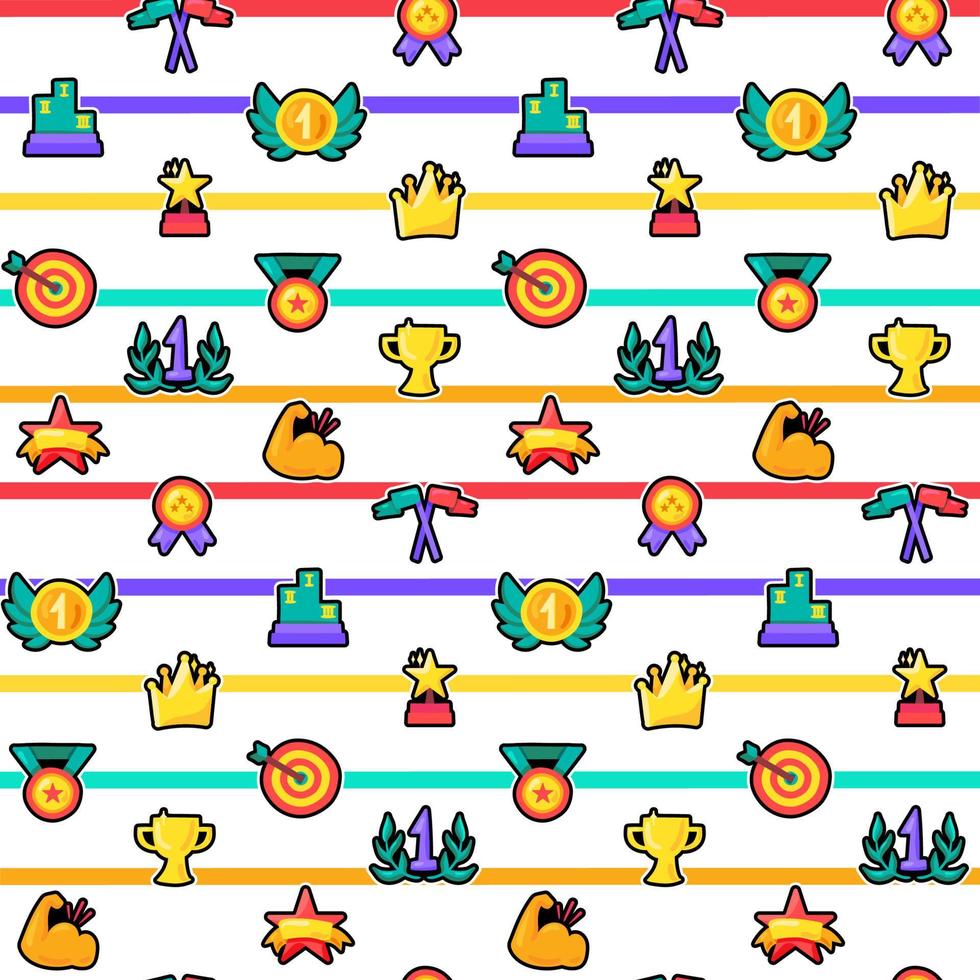 Trophies seamless color vector pattern
