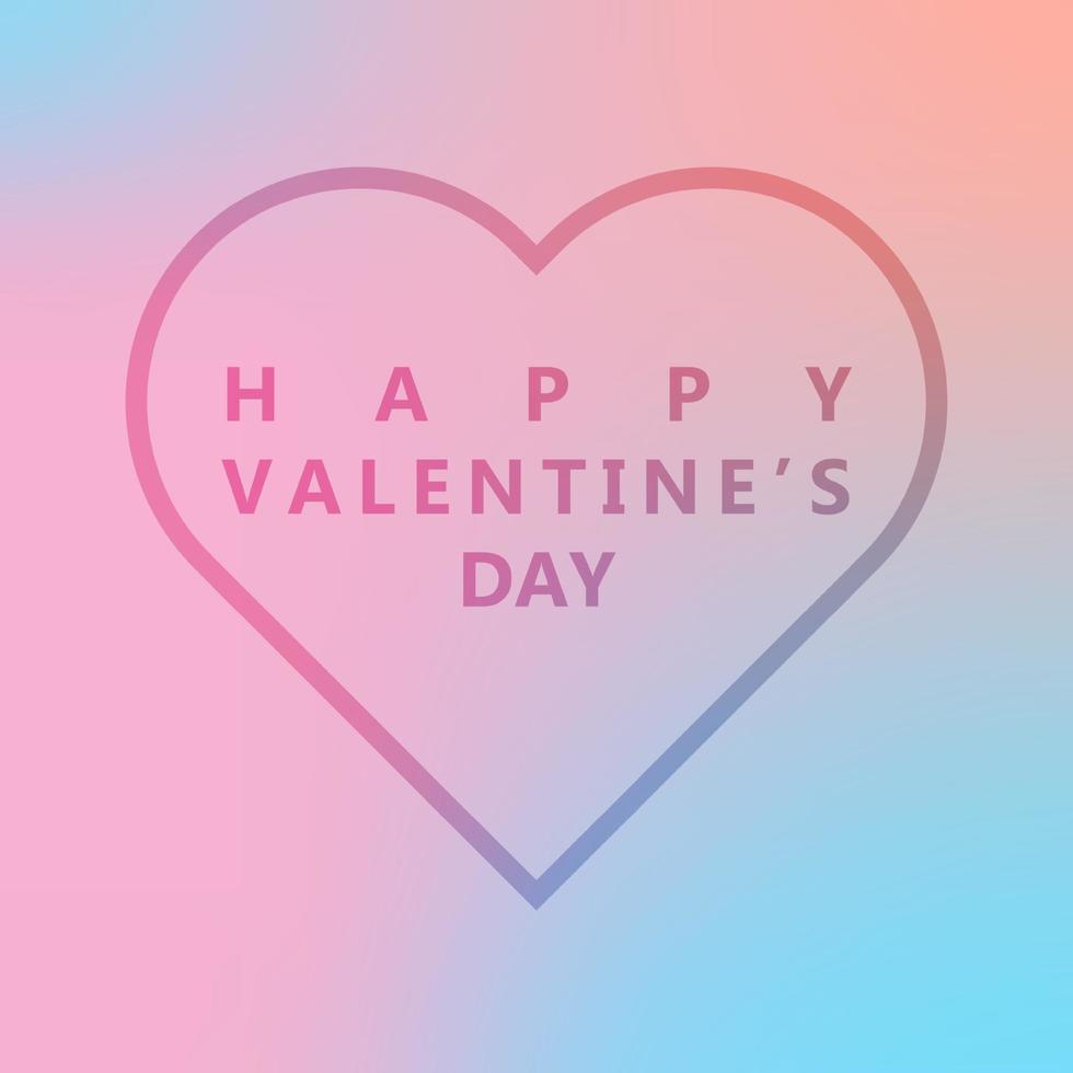 Happy Valentine's Day greeting card with title and heart frame on pink and blue background vector