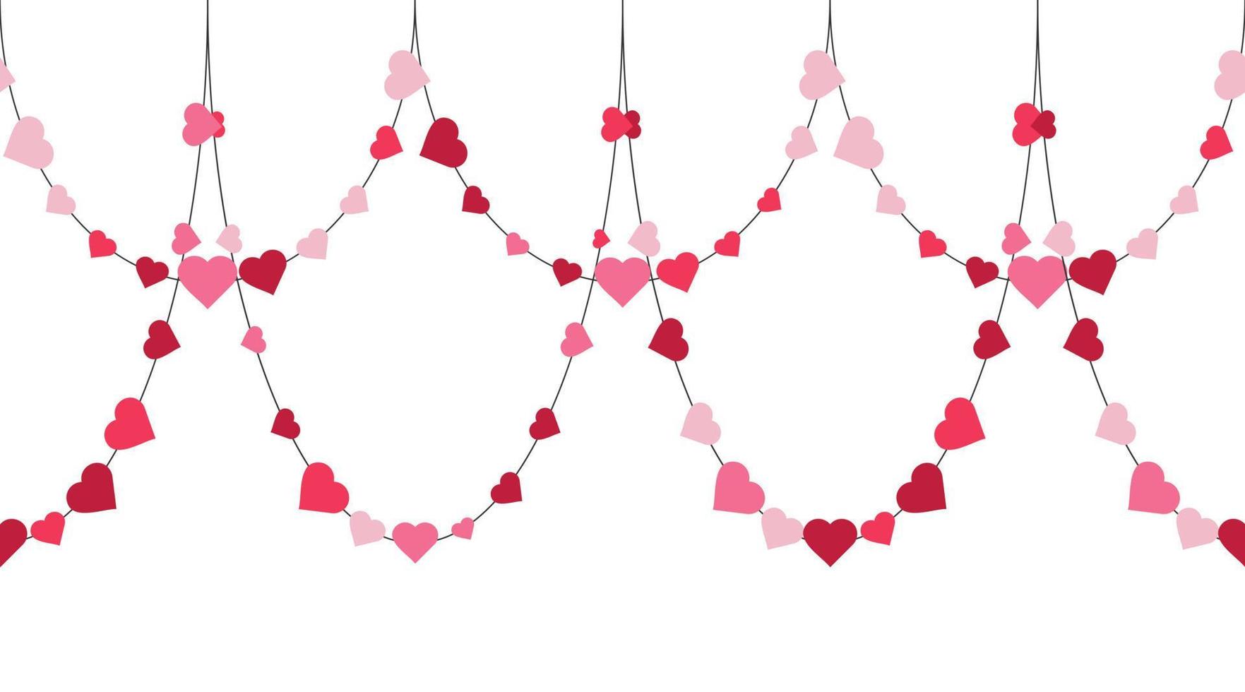 Garland with hearts for Valentine's Day or wedding. Flat style vector illusration