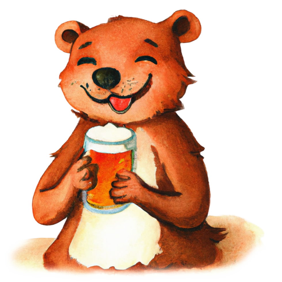 the bear is holding a beer png