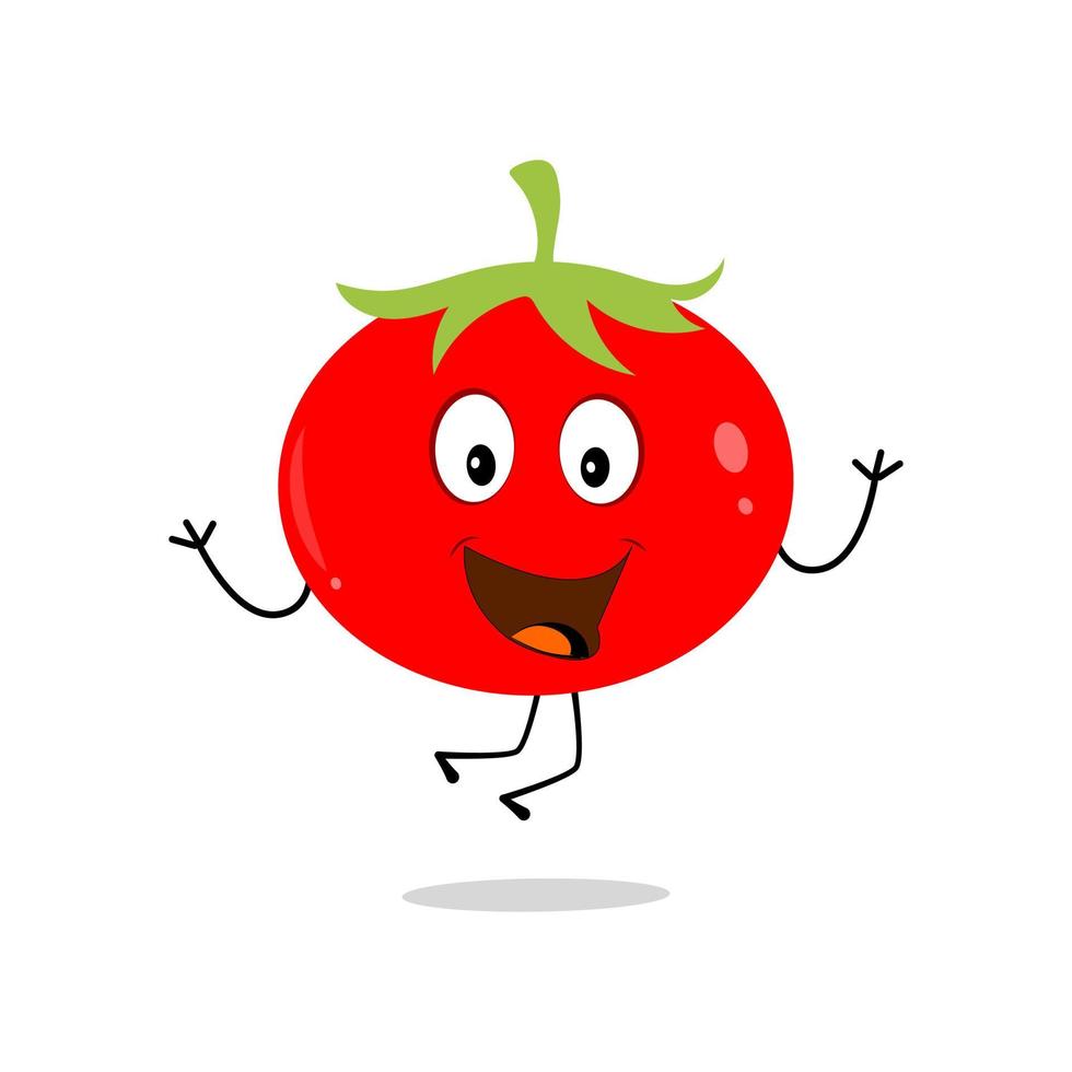 Tomato character design. Tomato vector. Cartoon mascot tomato smiling. Tomato on white background. vector