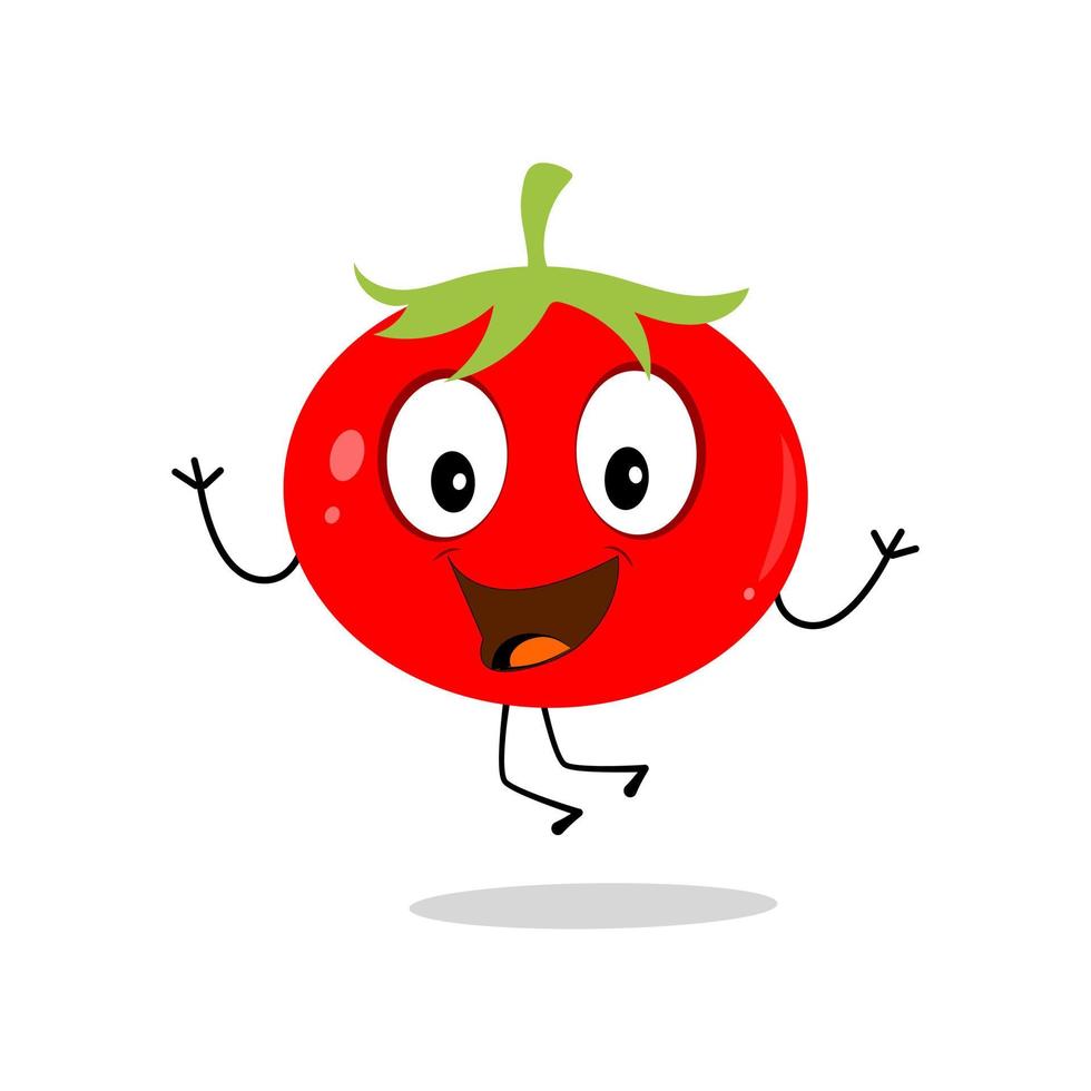 Tomato character design. Tomato vector. Cartoon mascot tomato smiling. Tomato on white background. vector