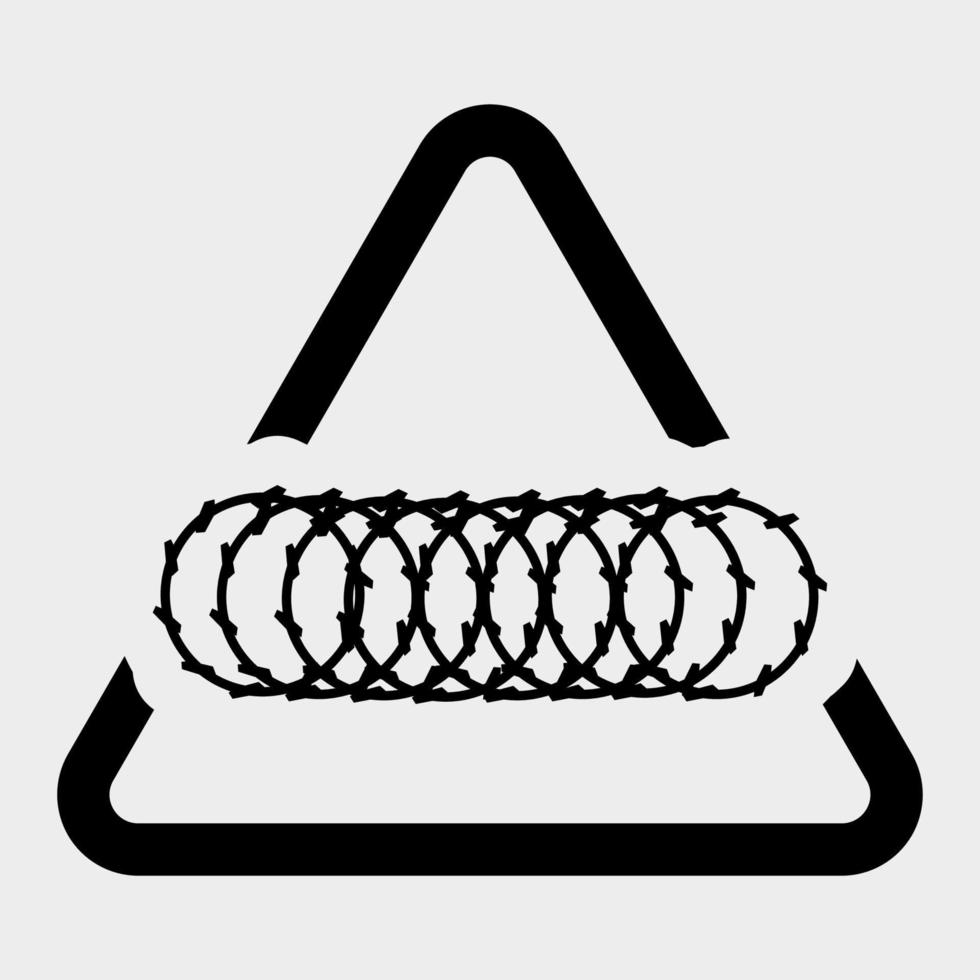 Icono de alambre de púas negro aislado sobre fondo blanco. vector