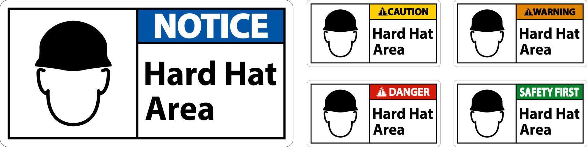 Hard Hat Protection Required Area Sign On White Background vector