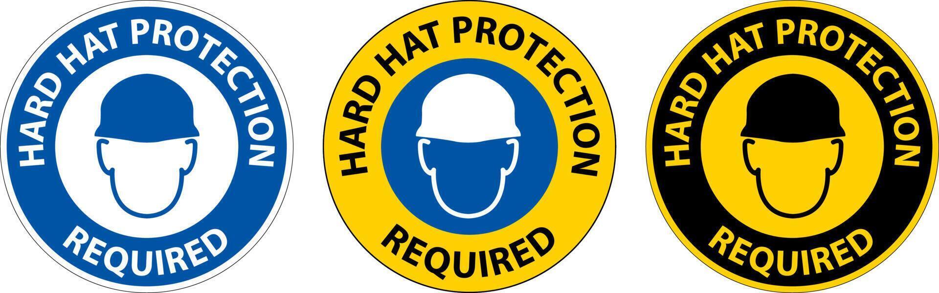 Hard Hat Protection Required Area Sign On White Background vector