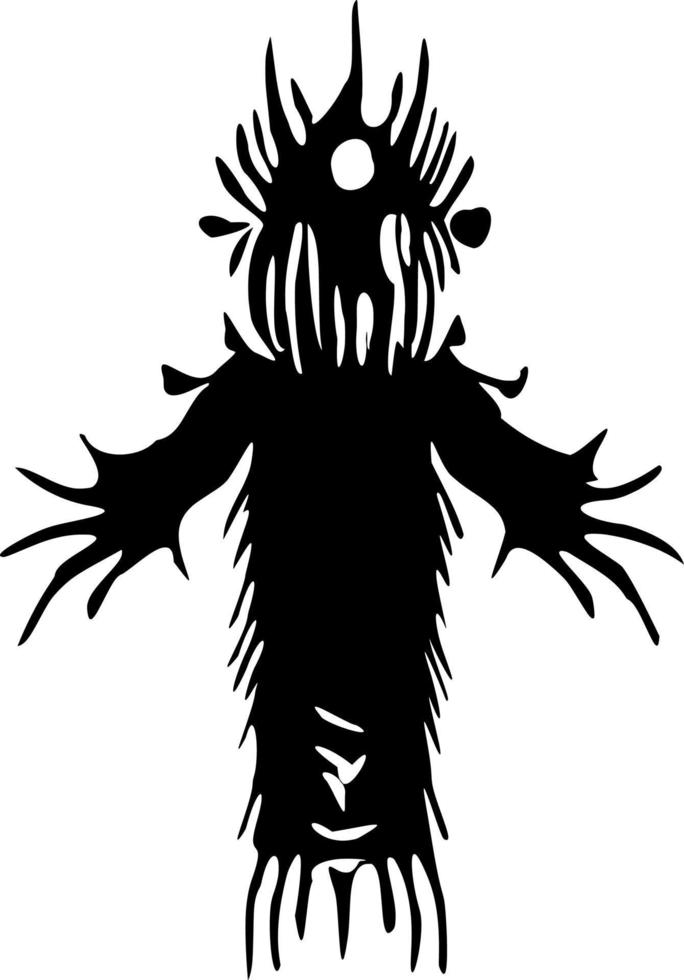 black and white of monster shape vector