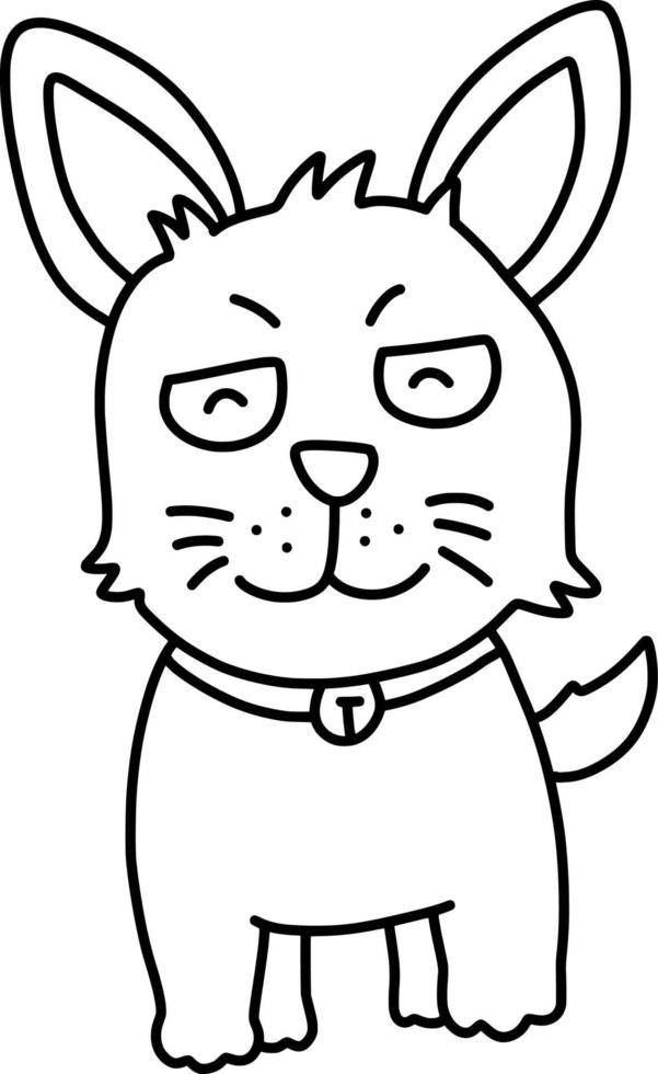 black and white of cute dog cartoon vector