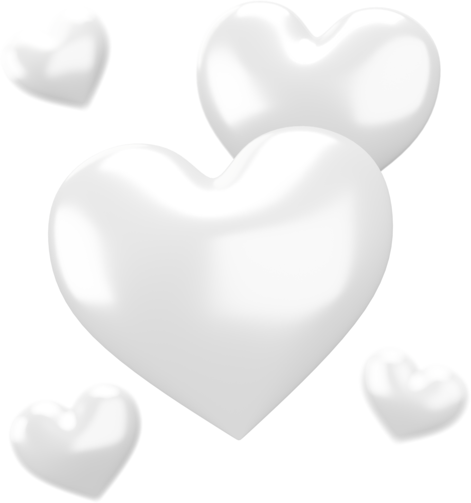 Set of White Hearts Isolated Decorations png