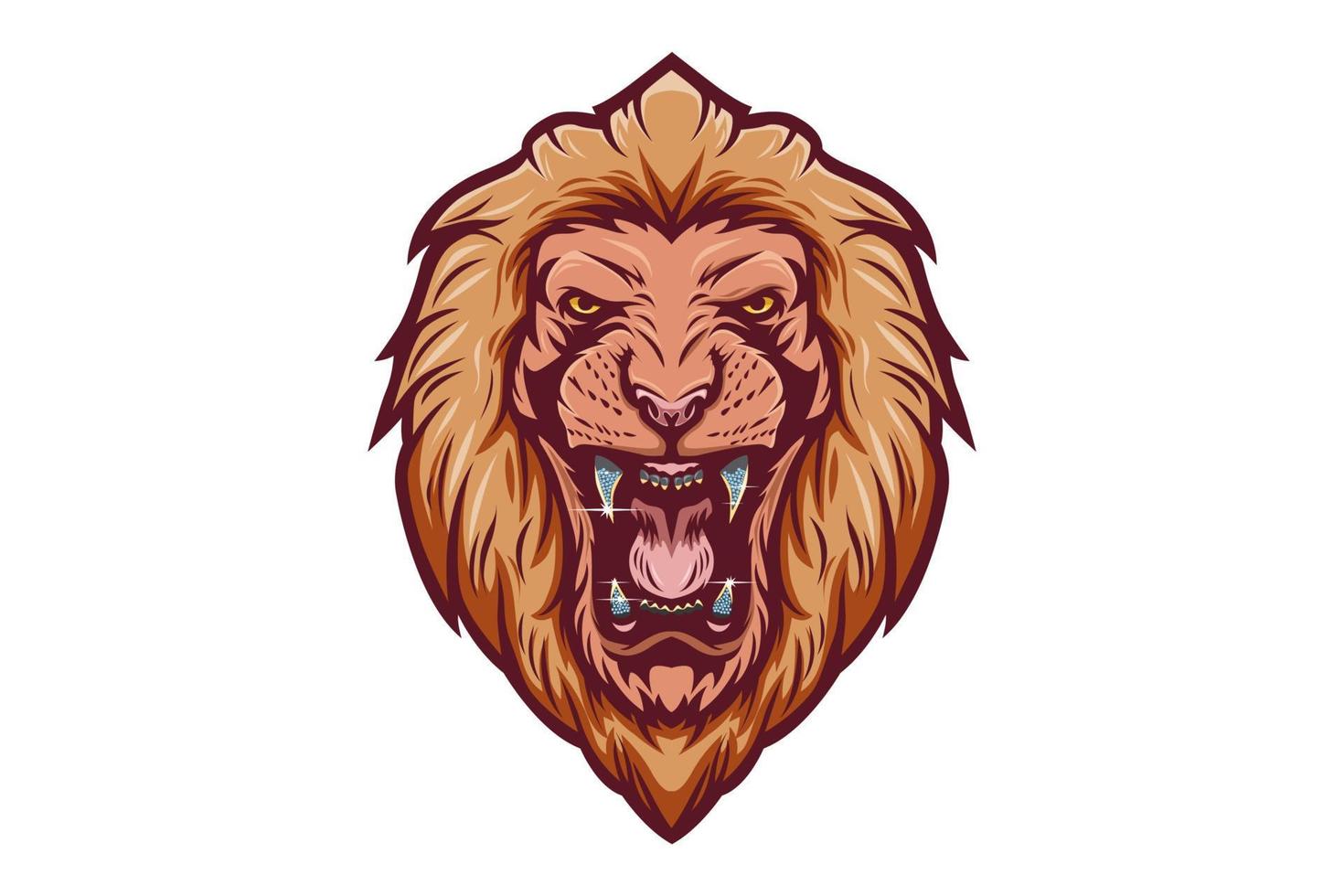 Lion head with gold fang and diamond vector