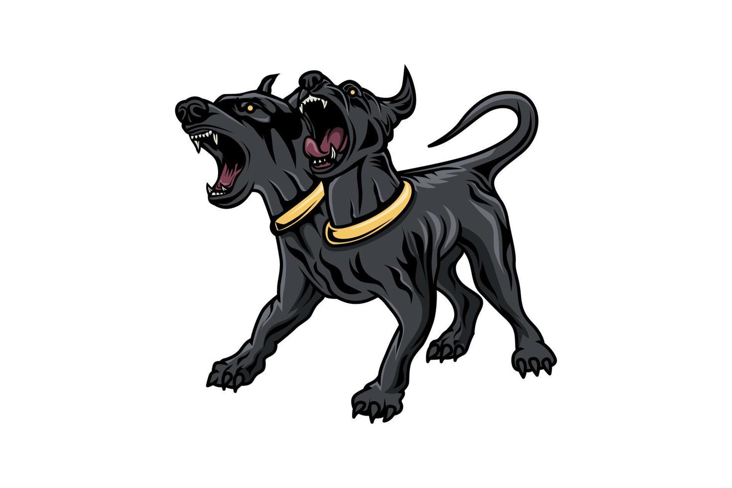 Orthos Dog Doberman cerberus vector illustration