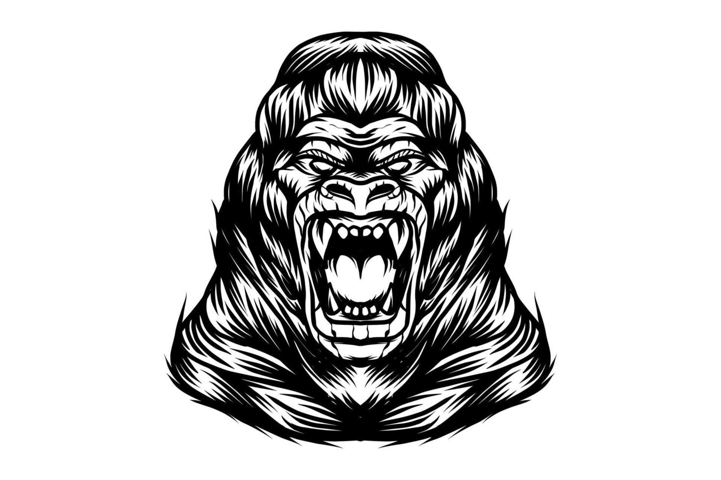 Black and white gorilla vector