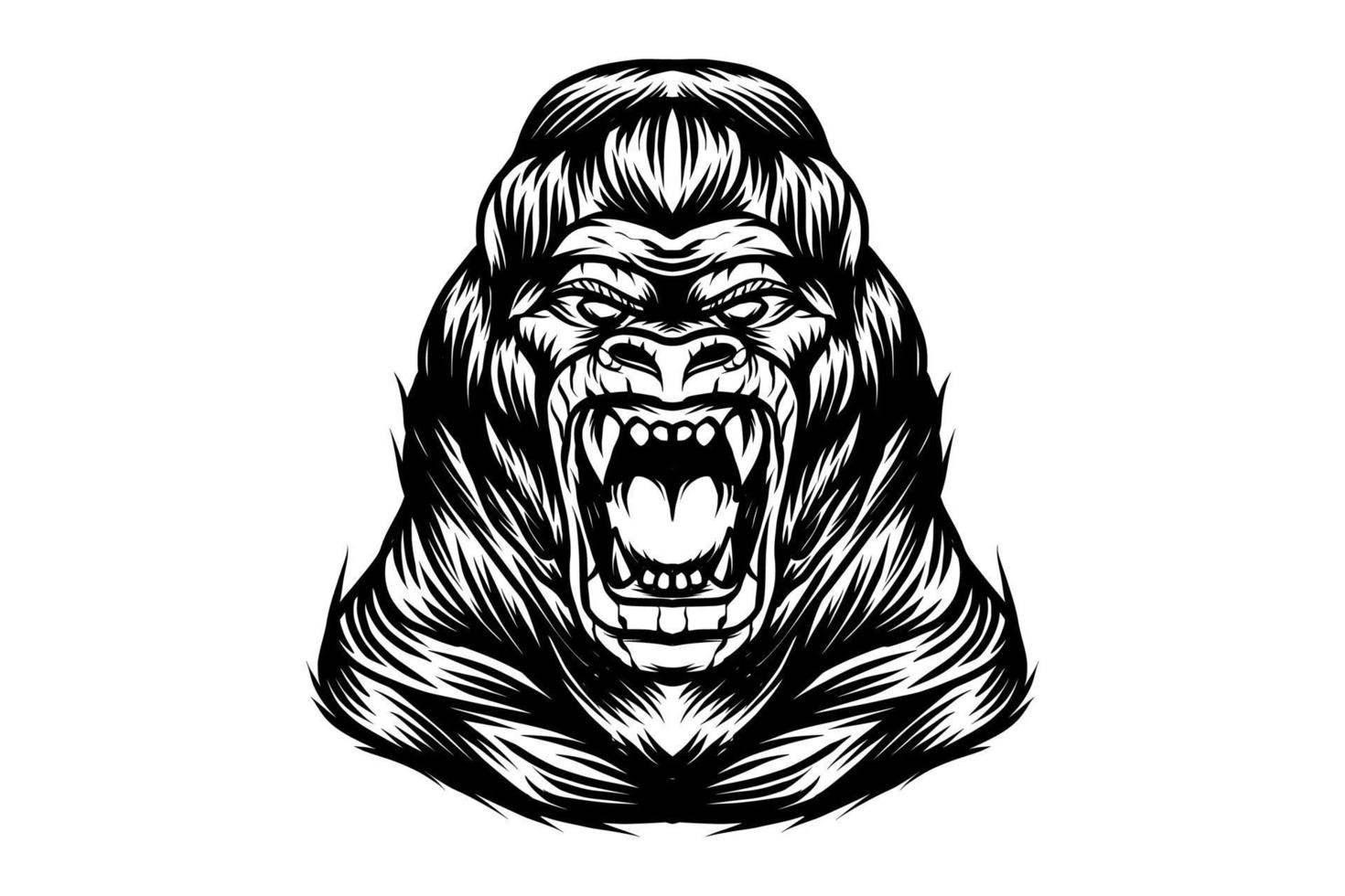 Black and white gorilla vector