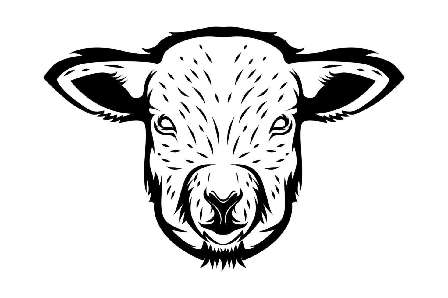 Sheep head black white vector logo