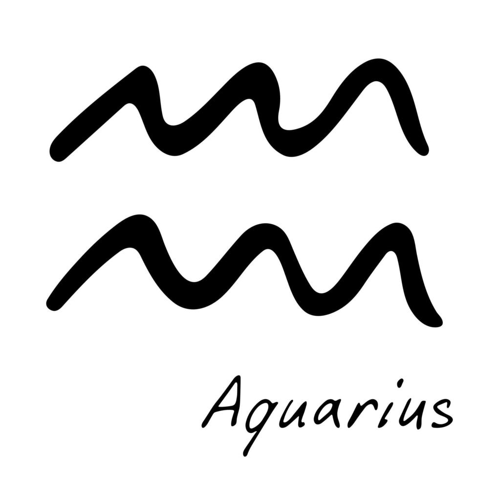 Hand drawn aquarius zodiac sign Esoteric symbol doodle Astrology clipart Element for design vector