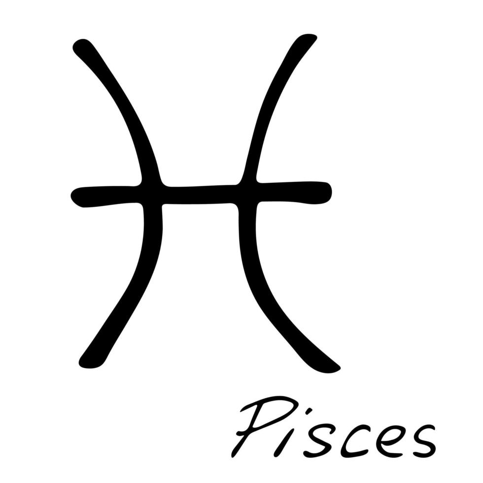 Hand drawn pisces zodiac sign Esoteric symbol doodle Astrology clipart Element for design vector