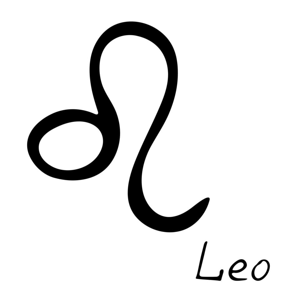 Hand drawn leo zodiac sign Esoteric symbol doodle Astrology clipart Element for design vector