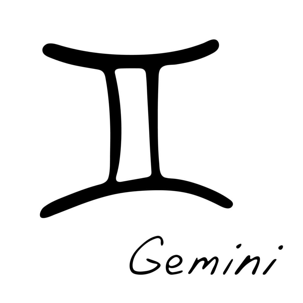 Hand drawn gemini zodiac sign Esoteric symbol doodle Astrology clipart Element for design vector
