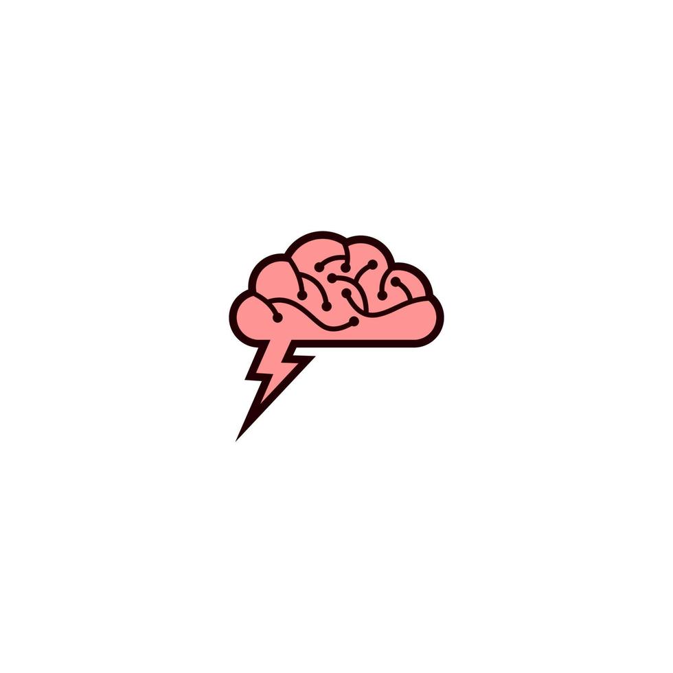 diseño del logotipo del cerebro, cerebro de árbol, cerebro de lámpara de energía vector