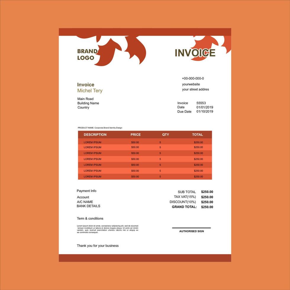 invoice template in vector