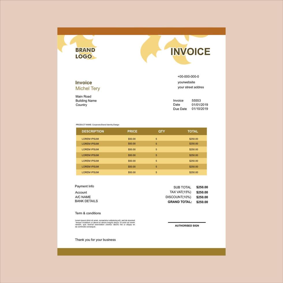 invoice template in vector