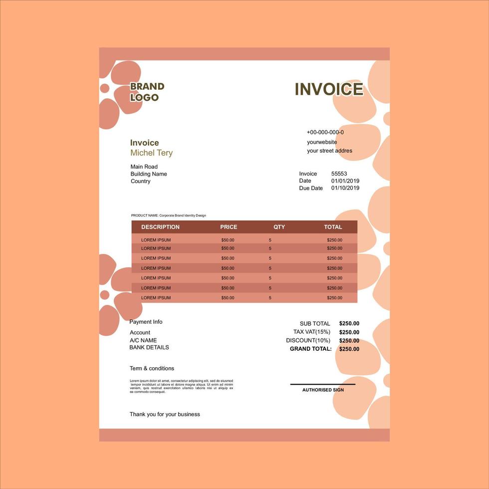invoice template in vector