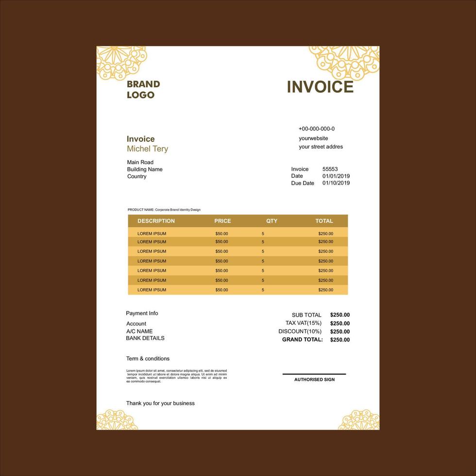 invoice template in vector