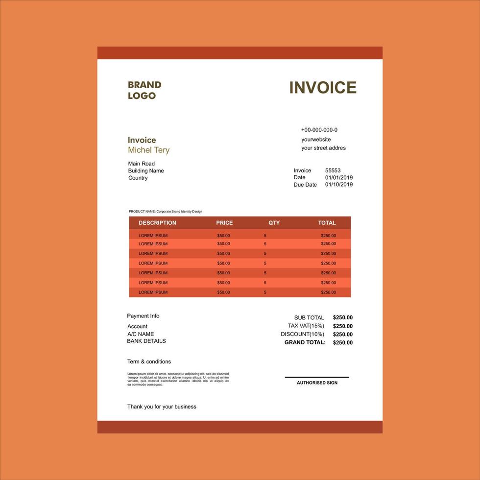 invoice template in vector