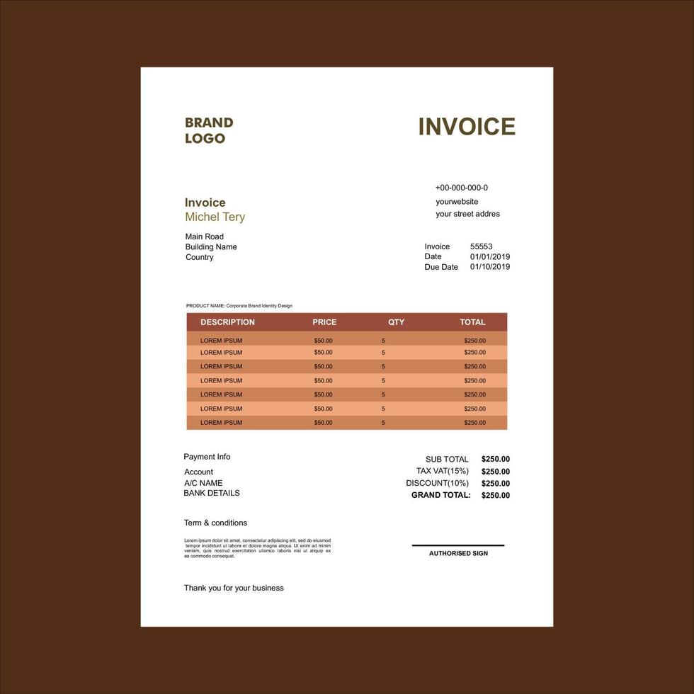 invoice template in vector
