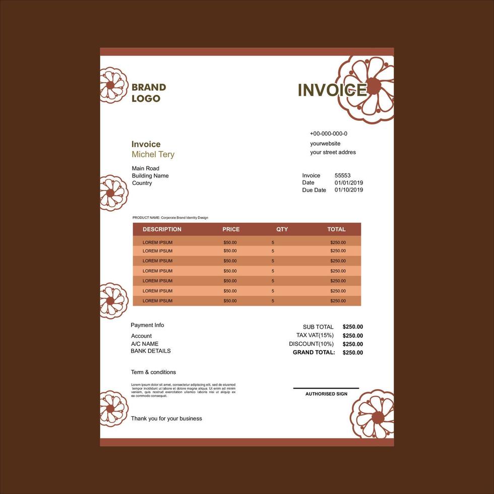 invoice template in vector